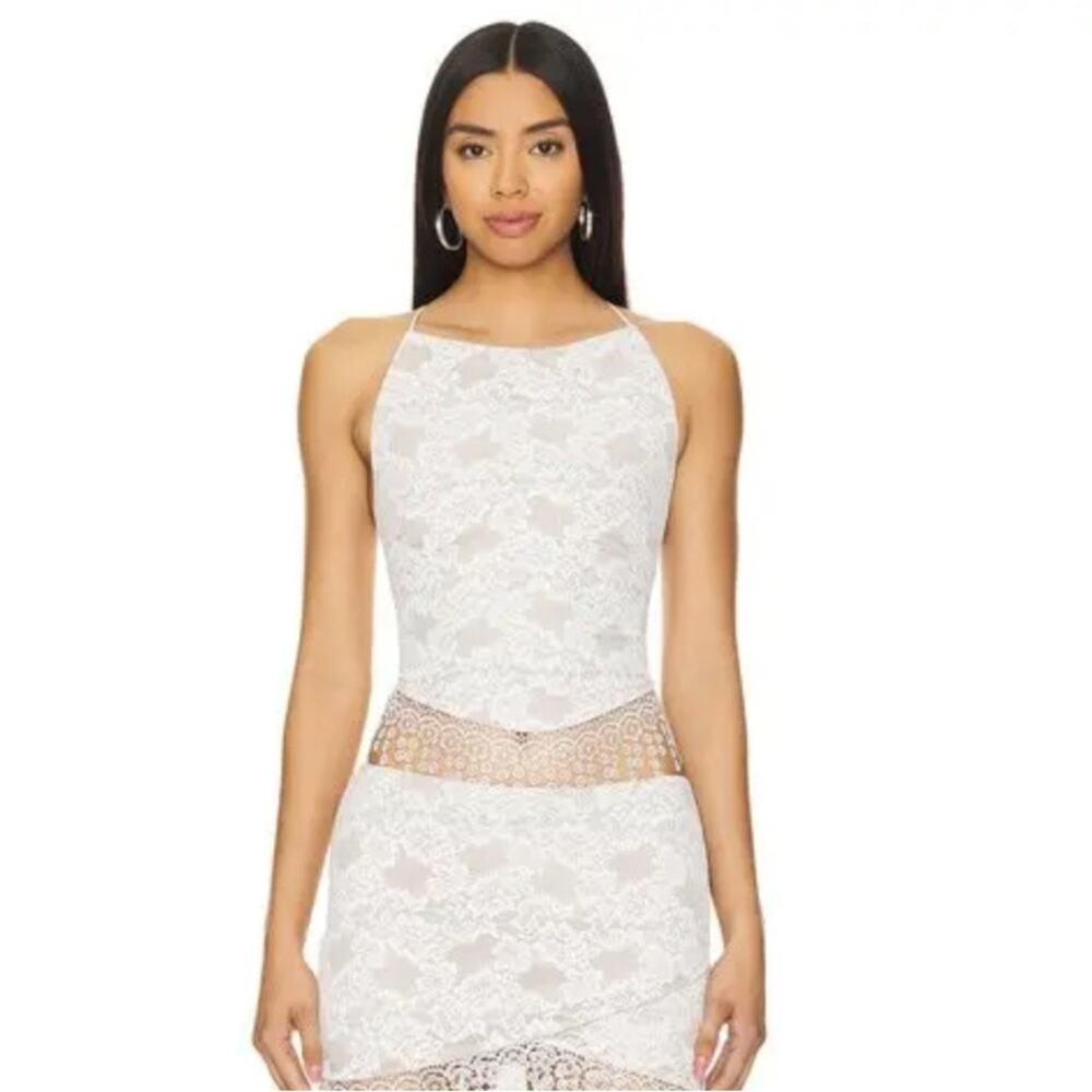 NWT Loba Revolve Elisa lace corset lace up top white sz